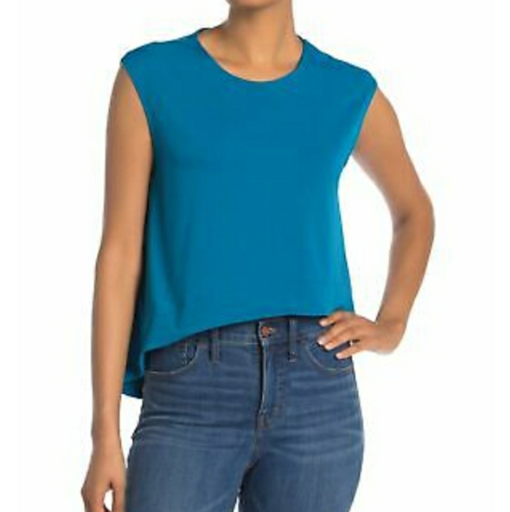 Rachel Roy Mermaid Blue Asymmetrical Crop Top XXL